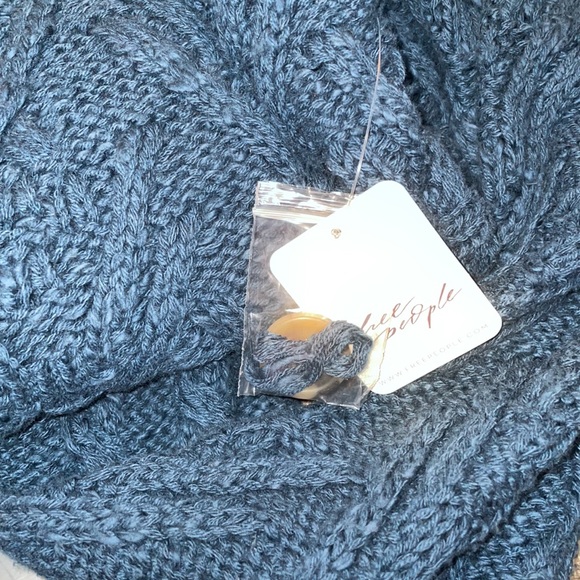 Free People Montana Cable Knit Cardigan in Varsity Navy Blue - Picture 6 of 7